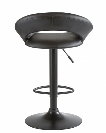 Барный стул на газлифте DOBRIN MIRA BLACK чёрный экокожа, черное основание 