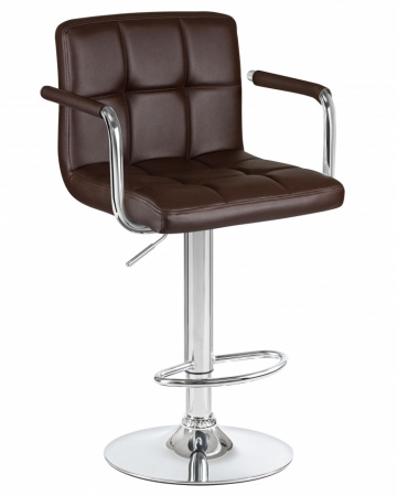 Барный стул на газлифте BN-1013, цвет коричневый, основание хром сталь