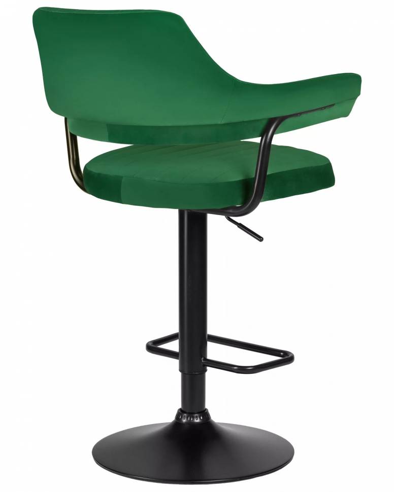 Барный стул на газлифте DOBRIN CHARLY BLACK, зеленый велюр, цвет основания черный