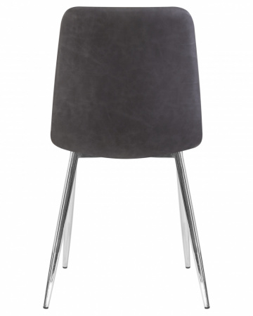 Обеденный стул DOBRIN ALEX, хром ножки, серая антрацитовая винтажная экокожа (RU-08)