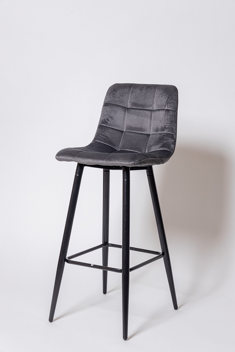 Барный стул на металлических ножках UDC 8078 графит вельвет