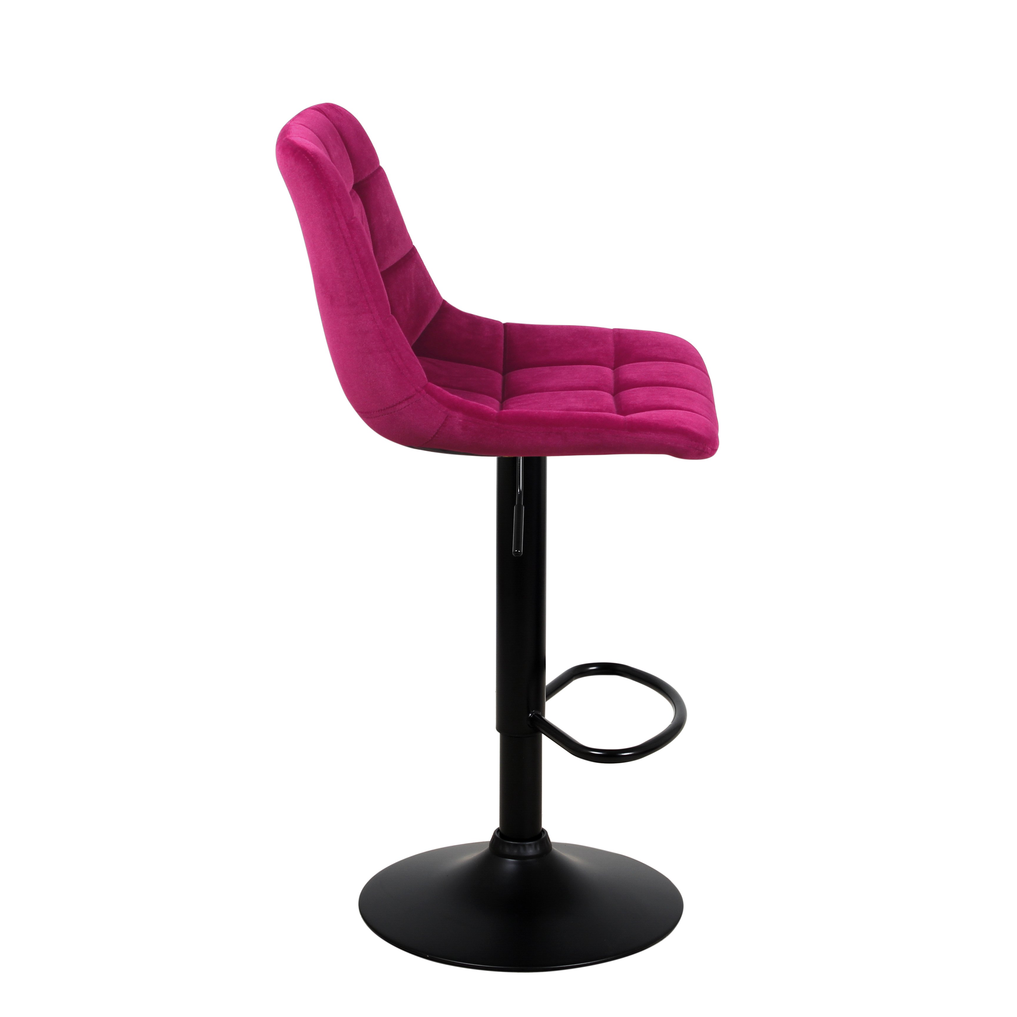 Барный стул на газлифте ЛИОН бордовый велюр, цвет основания черный