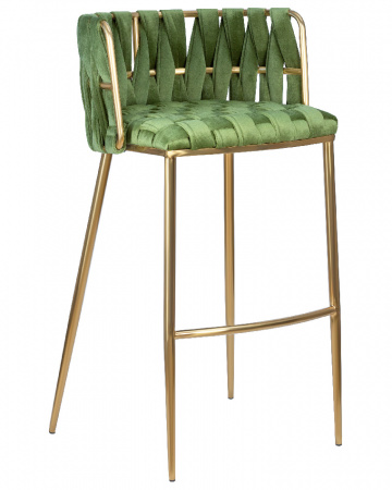 Барный стул DOBRIN EMMA ROSE GOLD, зеленый велюр (VF-08)