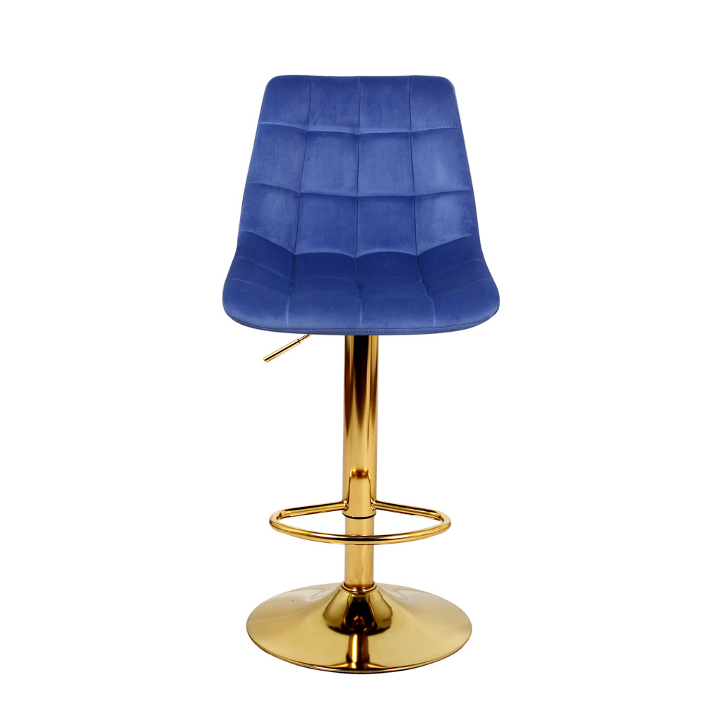 Барный стул на газлифте ДИЖОН WX-2822 синий велюр, цвет основания золотой