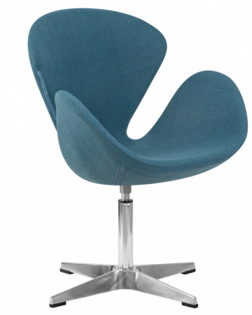 Кресло дизайнерское DOBRIN SWAN LMO-69A, синяя ткань IF6, алюминиевое основание