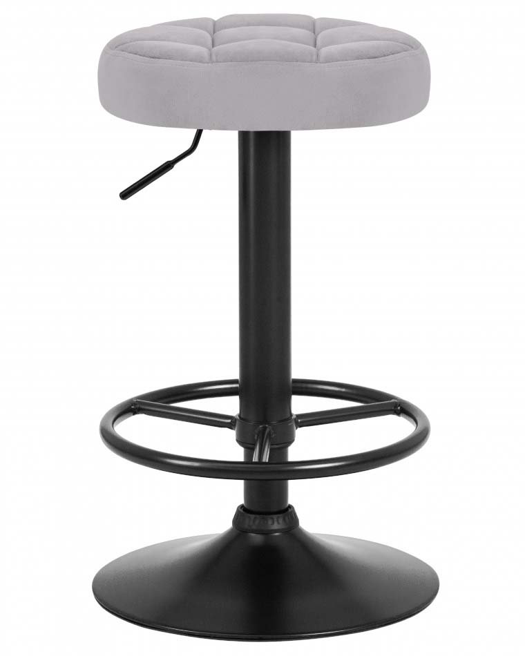 Барный стул на газлифте WX-2009 Спутник светло серый велюр, цвет основания черный