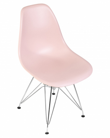 Обеденный стул DOBRIN DSR, ножки хром, цвет светло-розовый пластик (PK-02)  