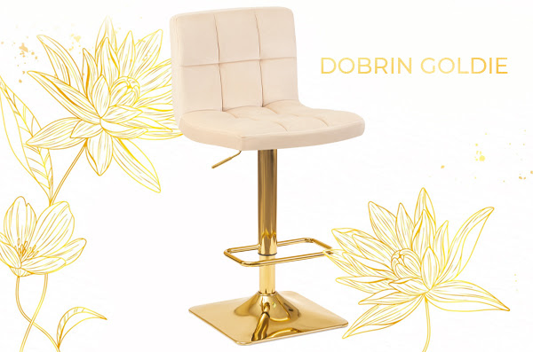 Шикарный барный стул на золотом газлифте DOBRIN GOLDIE