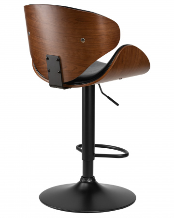 Барный стул на газлифте DOBRIN KARTER BLACK LMZ-4905, коричневый орех дерево (BWW), черный PU, черное основание