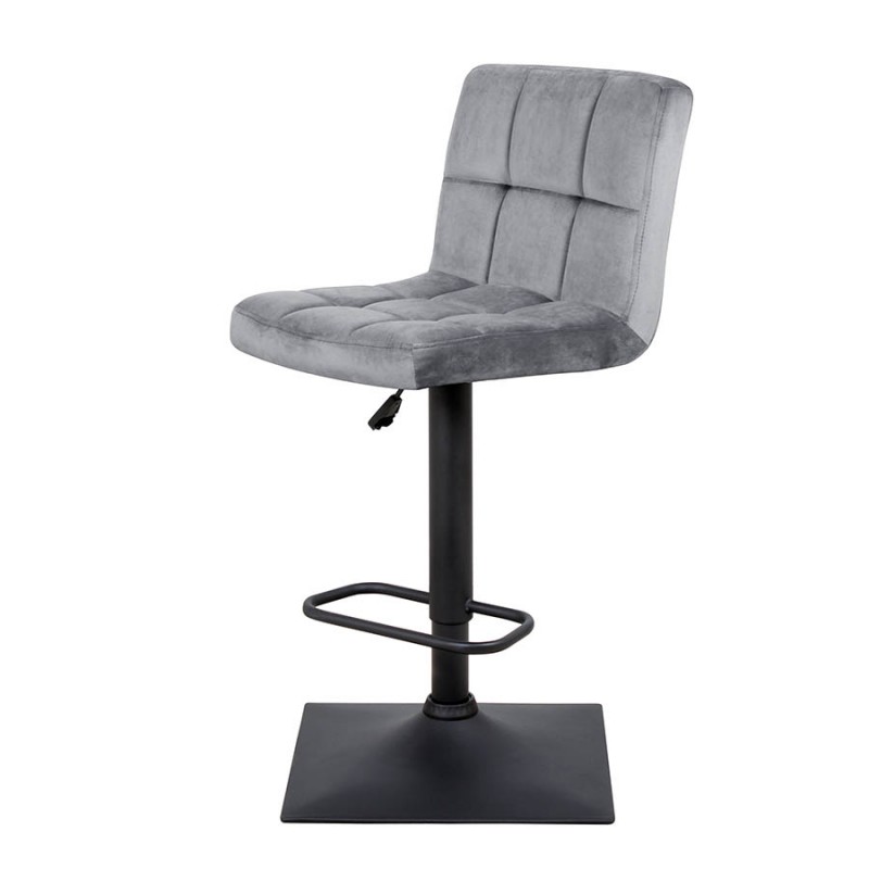 Барный стул на газлифте КУРТ серый велюр, черное основание 