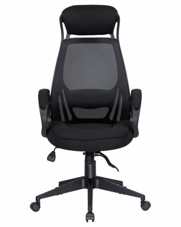 Офисное кресло для руководителей DOBRIN STEVEN BLACK LMR-109BL (чёрный пластик, чёрная ткань)