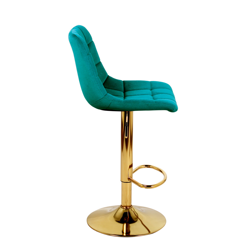 Барный стул на газлифте ДИЖОН WX-2822 зеленый велюр, цвет основания золотой