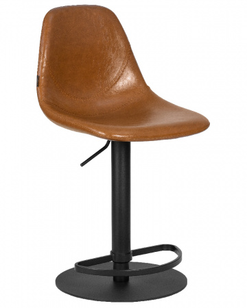 Барный стул на газлифте DOBRIN ROME, коричневый винтажный PU (MS09), черное основание
