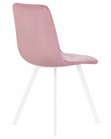 Обеденный стул DOBRIN ALEX SQUARE, белые ножки, розовый велюр (V108-15)