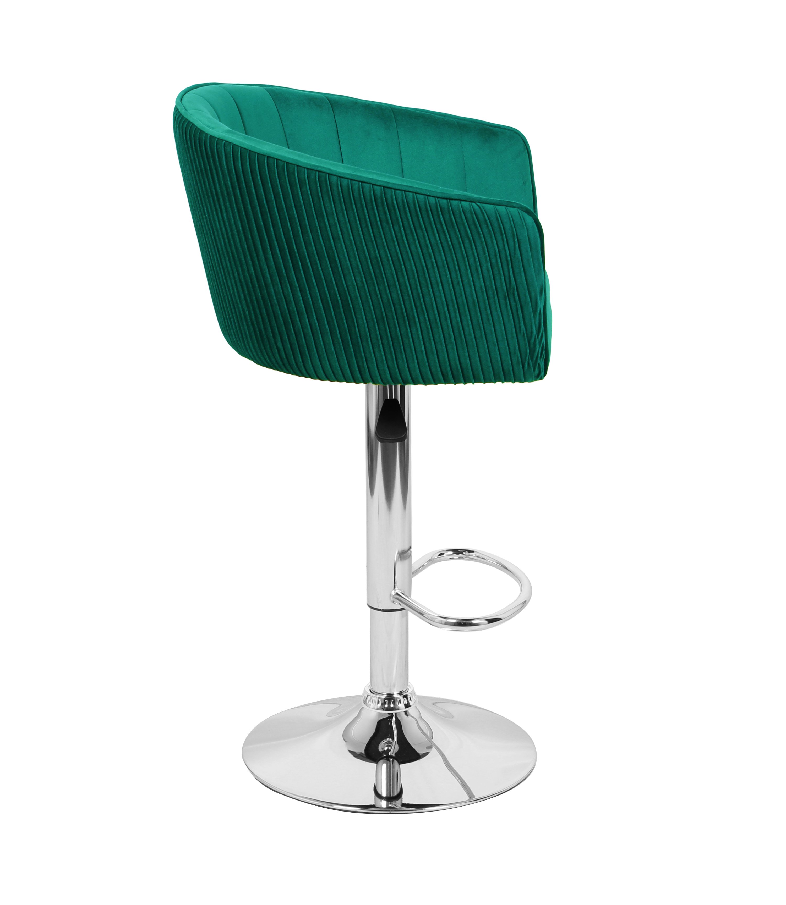 Барный стул на газлифте МАРК зеленый велюр, основание хром