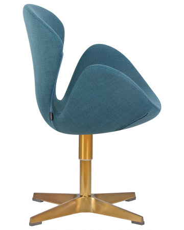 Кресло дизайнерское DOBRIN SWAN LMO-69A, синяя ткань IF6, золотое основание