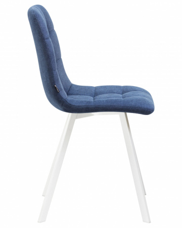 Обеденный стул DOBRIN ALEX SQUARE, белые ножки, синяя ткань (UF860-14B)