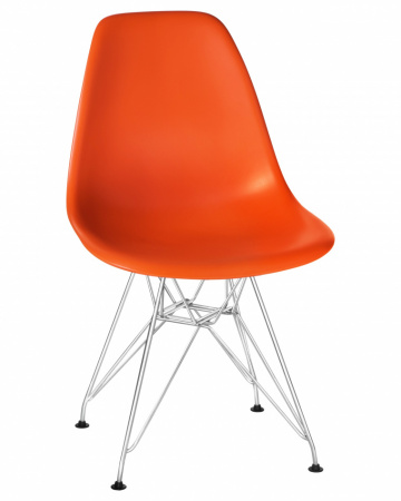 Обеденный стул DOBRIN DSR, ножки хром, цвет оранжевый пластик (0-02)  