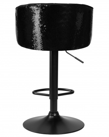 Барный стул на газлифте DOBRIN DARCY BLACK SHINY, черный велюр с пайетками, черное основание 