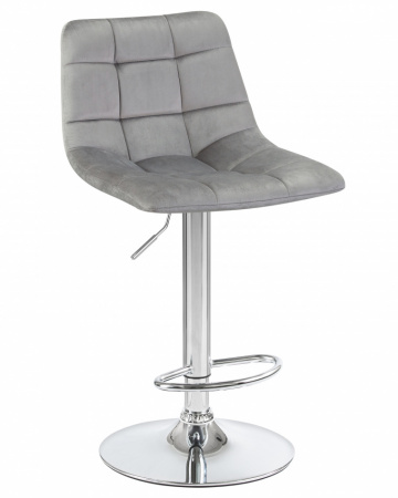 Барный стул на газлифте DOBRIN TAILOR LM-5017, серый велюр, основание хромированная сталь