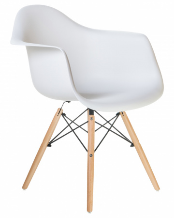 Обеденный стул DOBRIN DAW, ножки светлый бук, цвет сиденья белый пластик