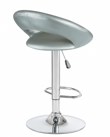 Барный стул на газлифте DOBRIN MIRA серебряный экокожа, основание хром