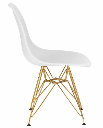 Обеденный стул DOBRIN DSR, ножки золотые, цвет белый пластик (W-02)  