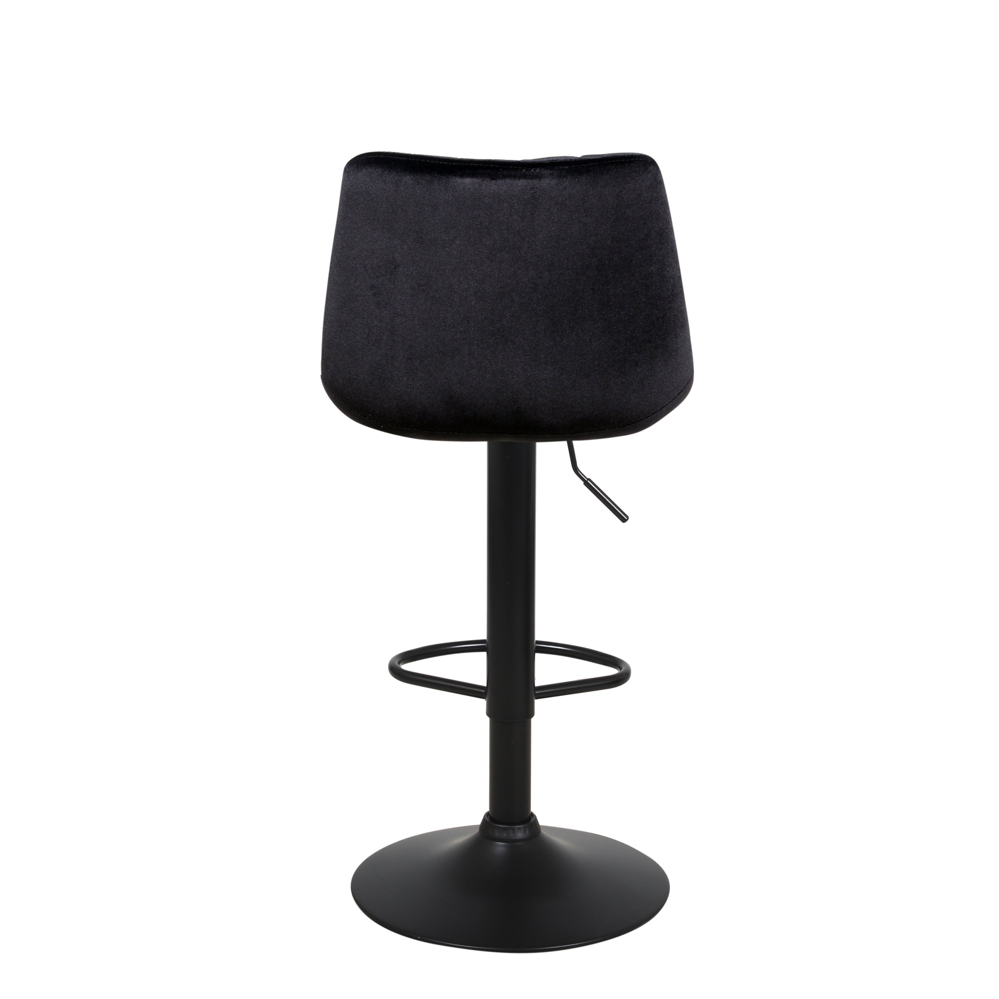 Барный стул на газлифте ЛИОН черный велюр, цвет основания черный
