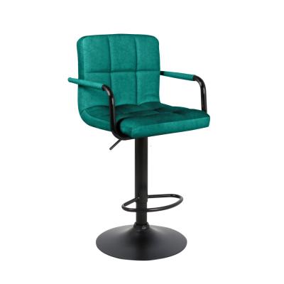 Барный стул на газлифте ПАРКЕР АРМ WX-2319 зеленый велюр, цвет основания черный