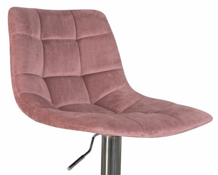 Барный стул на газлифте DOBRIN TAILOR LM-5017, пудрово-розовый велюр, основание хромированная сталь