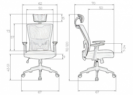 Офисное кресло для персонала DOBRIN NIXON LMR-121B, чёрный, серая сетка, основание пластик