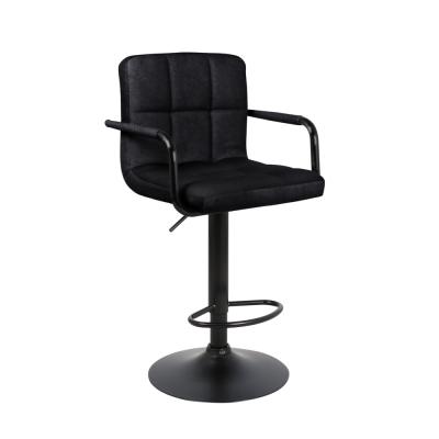 Барный стул на газлифте ПАРКЕР АРМ WX-2319 черный велюр, цвет основания черный