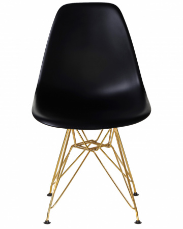 Обеденный стул DOBRIN DSR, ножки золотые, цвет чёрный пластик (B-03)  