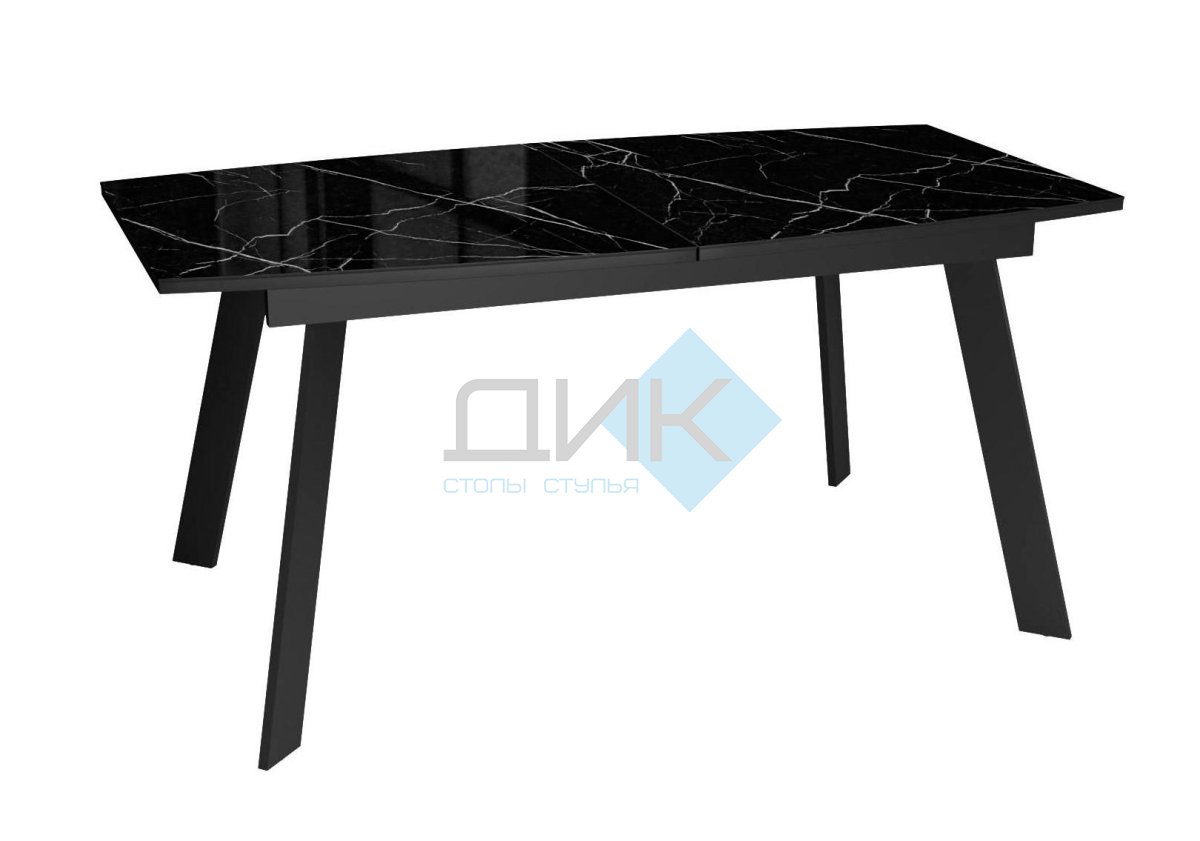 Стол DikLine XLS160 мрамор черный глянец/ черный/опоры черные