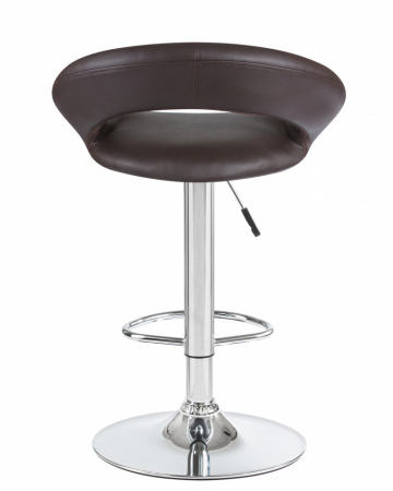 Барный стул на газлифте DOBRIN MIRA коричневый экокожа, основание хром