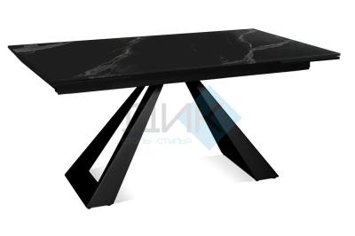 Стол DikLine SKZ140 Керамика Черный мрамор, подстолье черное, опоры черные