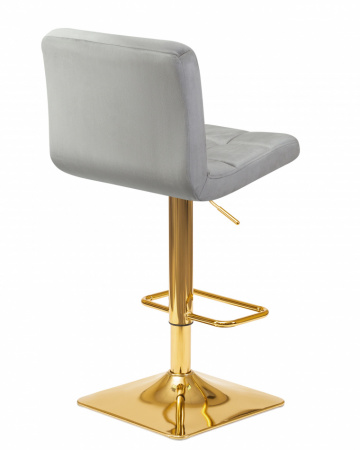 Барный стул на газлифте DOBRIN GOLDIE LM-5016 велюр серый, цвет основания золотой