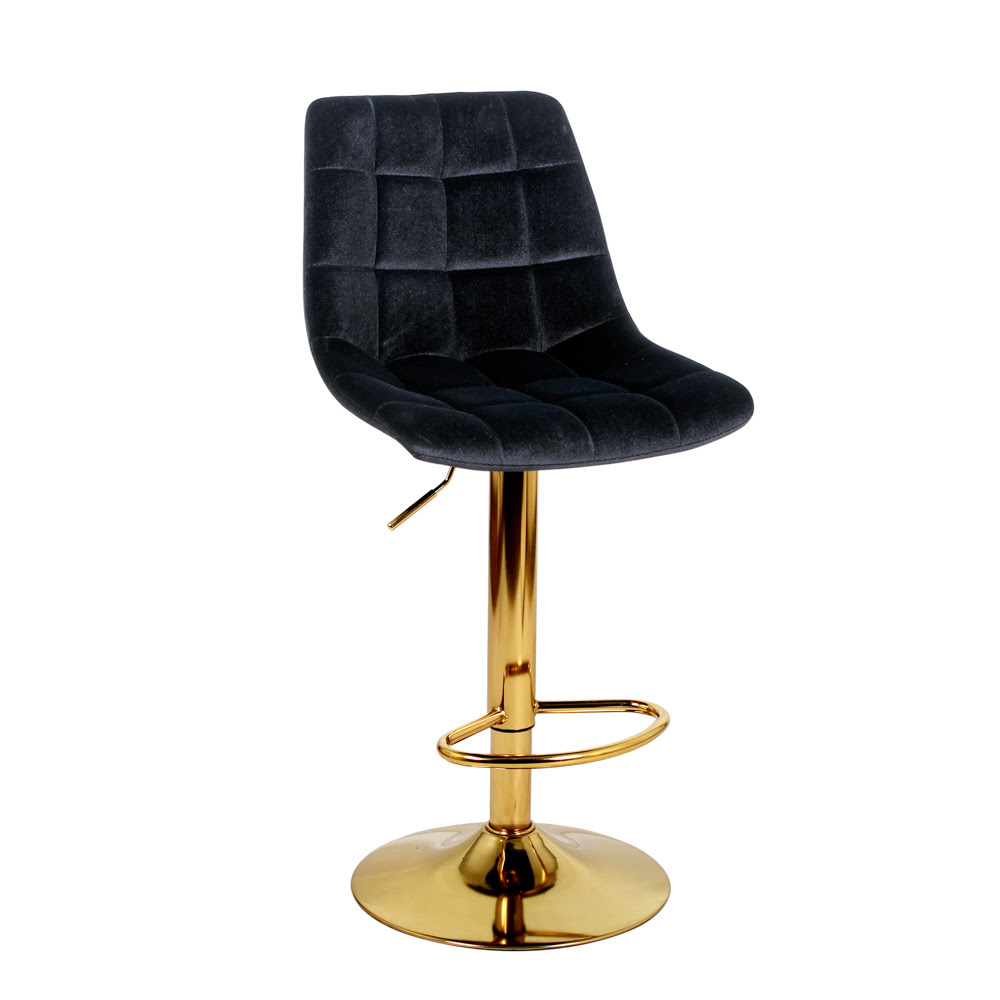 Барный стул на газлифте ДИЖОН WX-2822 черный велюр, цвет основания золотой