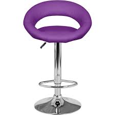 Барный стул на газлифте МИРА фиолетовый экокожа, основание хром