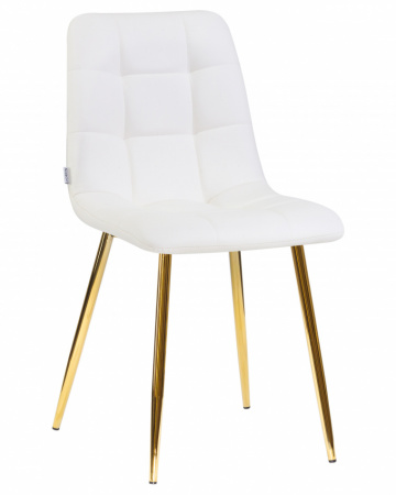 Обеденный стул DOBRIN ALEX, золотые ножки, белая экокожа (P-02)