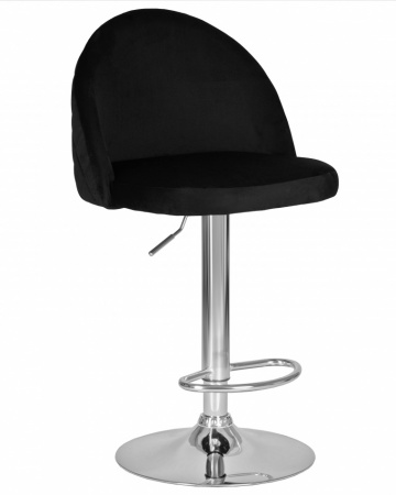 Барный стул на газлифте DOBRIN MILANA LM-3036, черный велюр, основание хром сталь