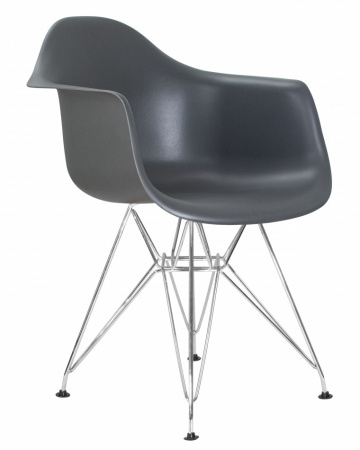 Обеденный стул DOBRIN DAW CHROME, цвет сиденья серый, цвет основания хромированная сталь