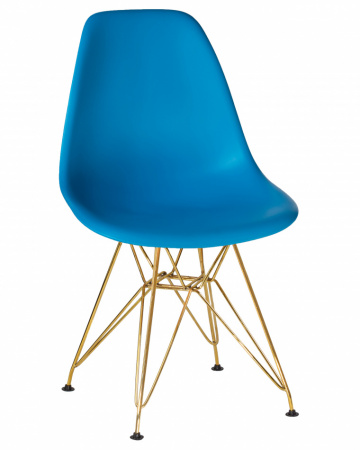 Обеденный стул DOBRIN DSR, ножки золотые, цвет голубой пластик (BE-02)  