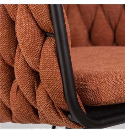 Барный стул на газлифте DOBRIN LEON LM-9690 оранжевая ткань, черное основание
