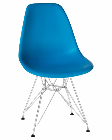 Обеденный стул DOBRIN DSR, ножки хром, цвет голубой пластик (BE-02)  