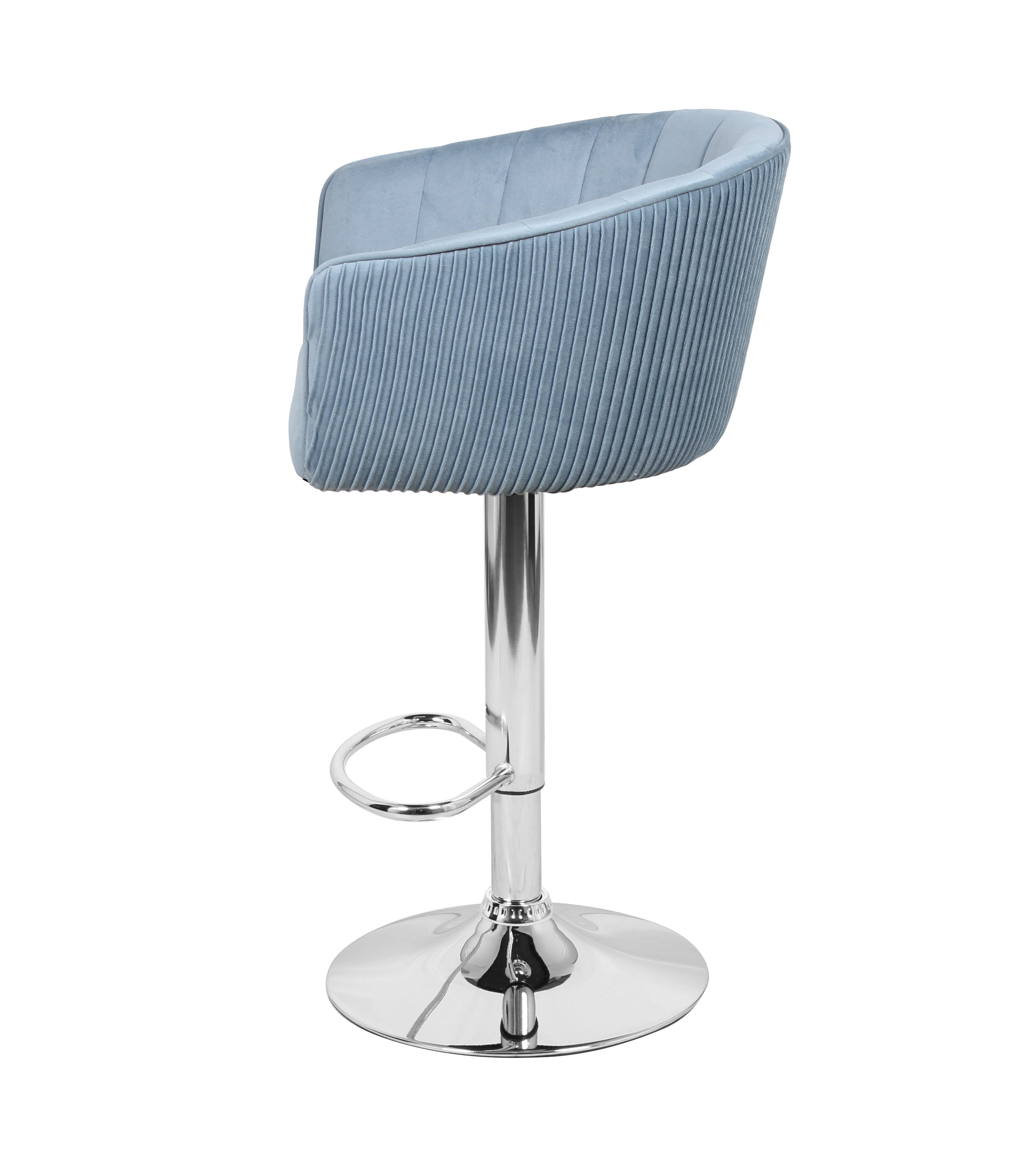 Барный стул на газлифте МАРК голубой велюр, основание хром