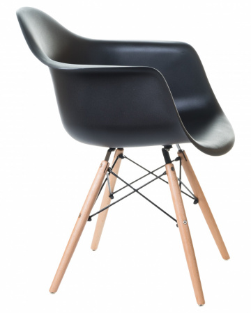 Обеденный стул DOBRIN DAW, ножки светлый бук, цвет сиденья черный пластик
