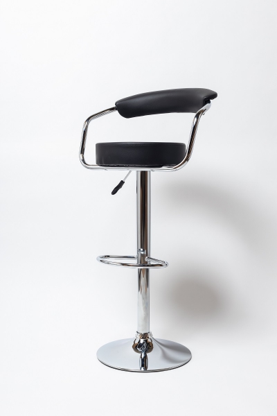 Барный стул на газлифте BN -1080 черный, цвет основания хром