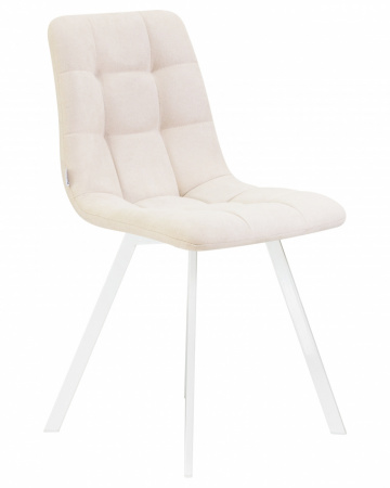 Обеденный стул DOBRIN ALEX SQUARE, белые ножки, кремовая ткань (UF860-01B)