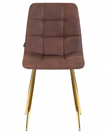 Обеденный стул DOBRIN ALEX, золотые ножки, коричневая микрофибра (PK-03)